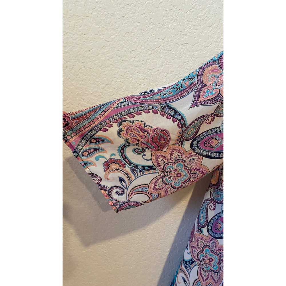 Susan Graver Women's Kimono Cardigan 1X Paisley Boho Beach Resort Festival - Picture 3 of 10